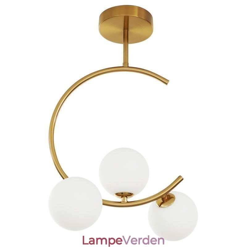 Moderne og enkel flushmount trehoved mælkehvid glasloftslampe G9 5W
