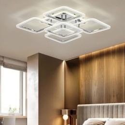 Flush Mount krom akryl firkantet loftslampe 5 lys