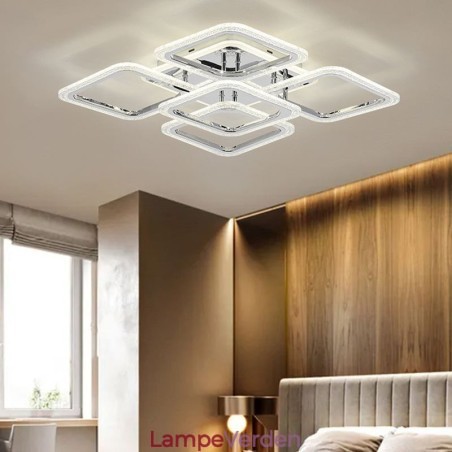 Flush Mount krom akryl firkantet loftslampe 5 lys Flush Mount krom akryl firkantet loftslampe 5 lys