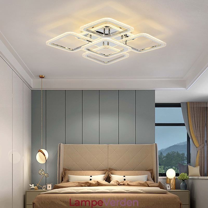 Flush Mount krom akryl firkantet loftslampe 5 lys