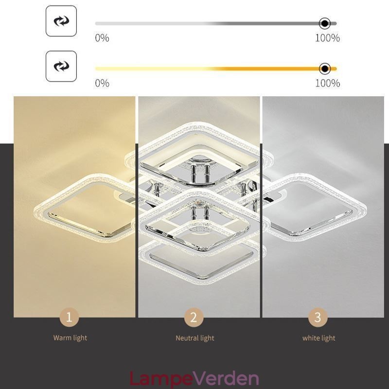 Flush Mount krom akryl firkantet loftslampe 5 lys