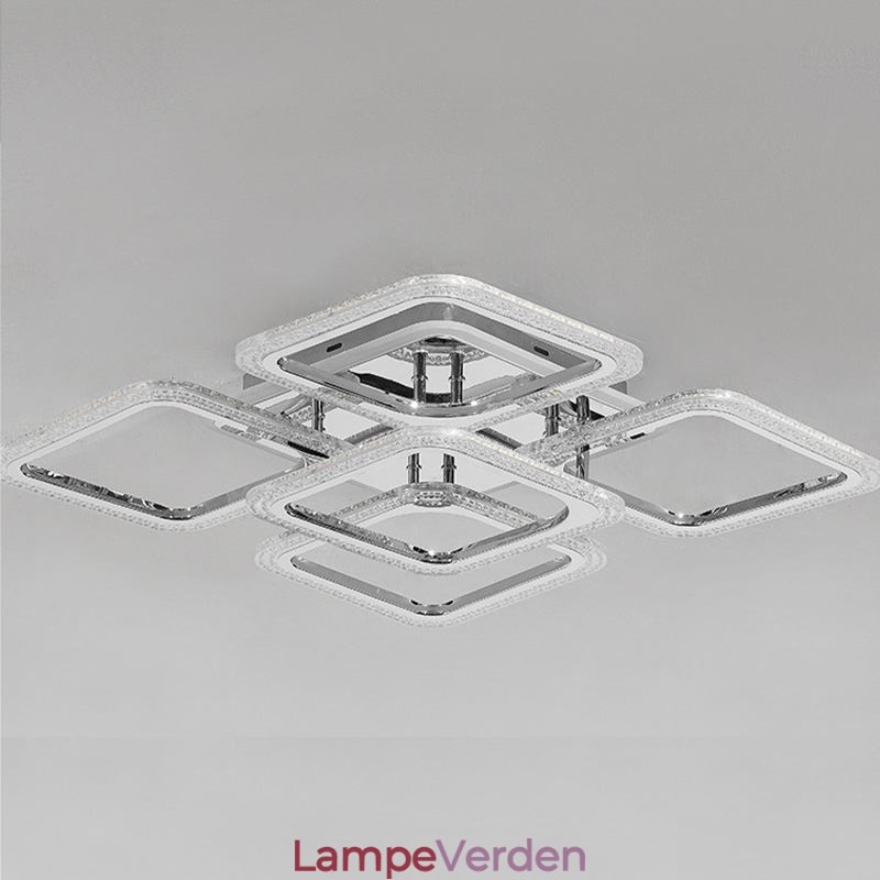 Flush Mount krom akryl firkantet loftslampe 5 lys
