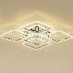 Flush Mount krom akryl firkantet loftslampe 5 lys