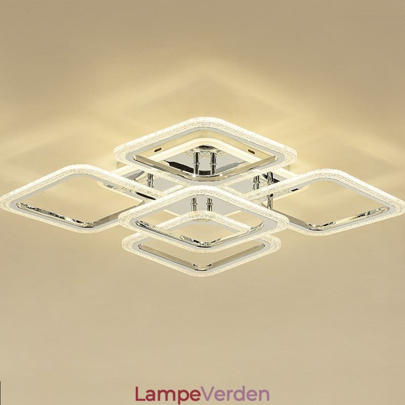 Flush Mount krom akryl firkantet loftslampe 5 lys