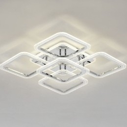 Flush Mount krom akryl firkantet loftslampe 5 lys