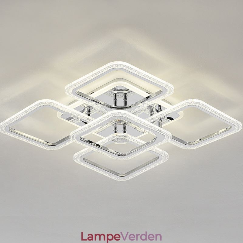 Flush Mount krom akryl firkantet loftslampe 5 lys