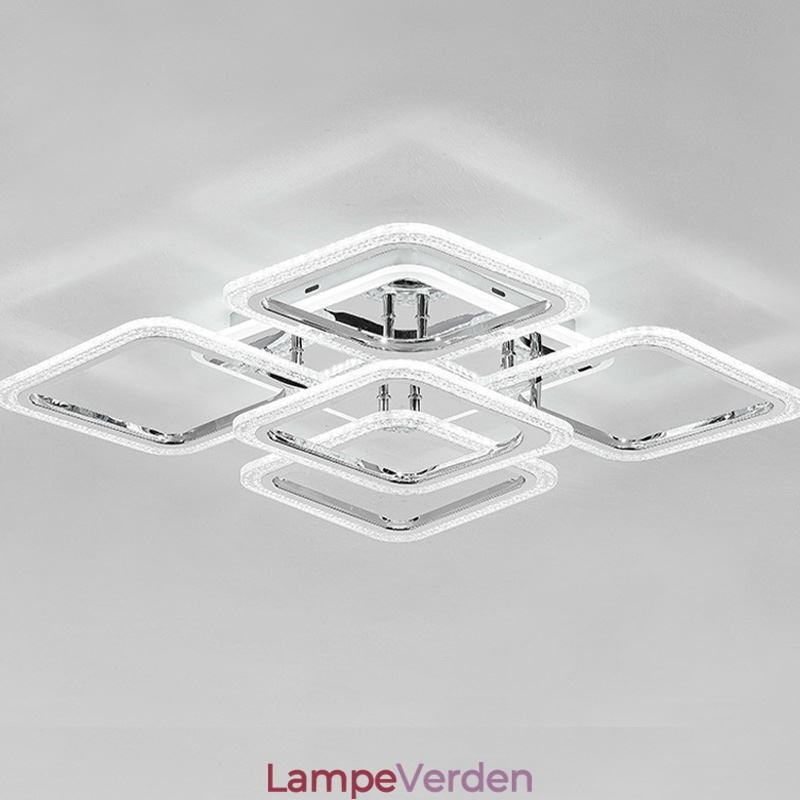 Flush Mount krom akryl firkantet loftslampe 5 lys