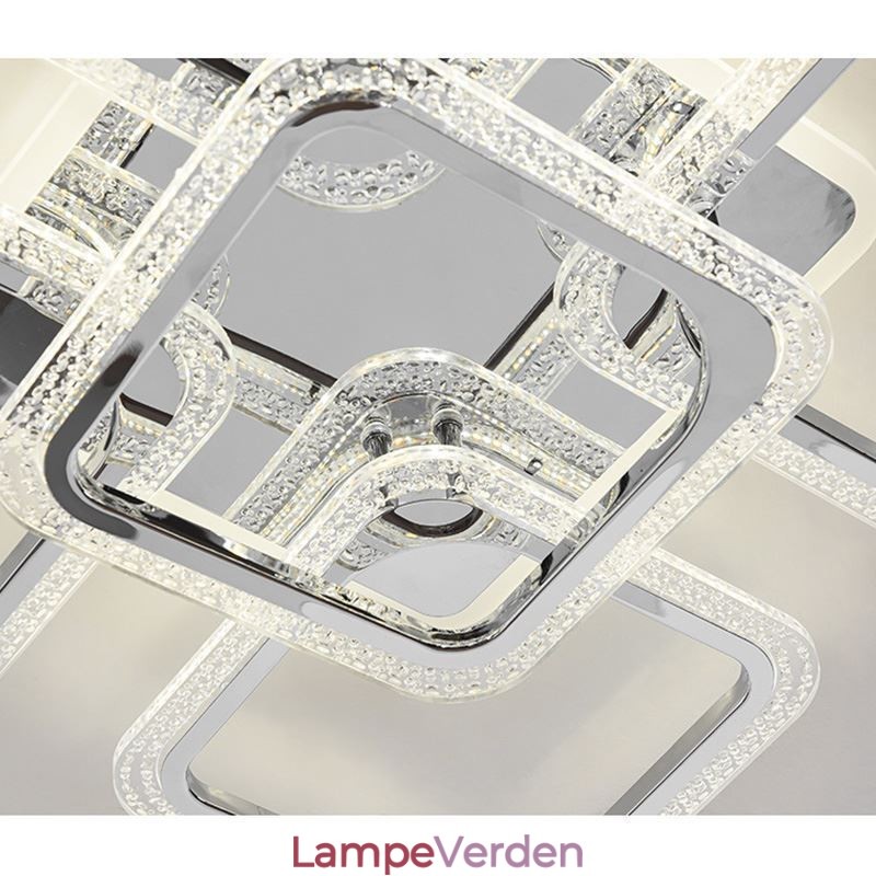 Flush Mount krom akryl firkantet loftslampe 5 lys