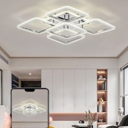 Flush Mount krom akryl firkantet loftslampe 5 lys