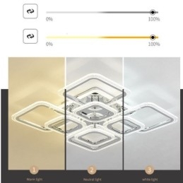 Flush Mount akryl firkantet loftslampe krom 8 lys