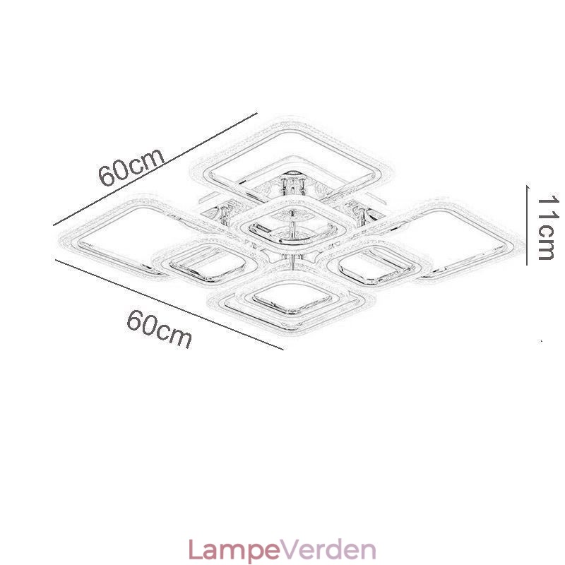 Flush Mount akryl firkantet loftslampe krom 8 lys