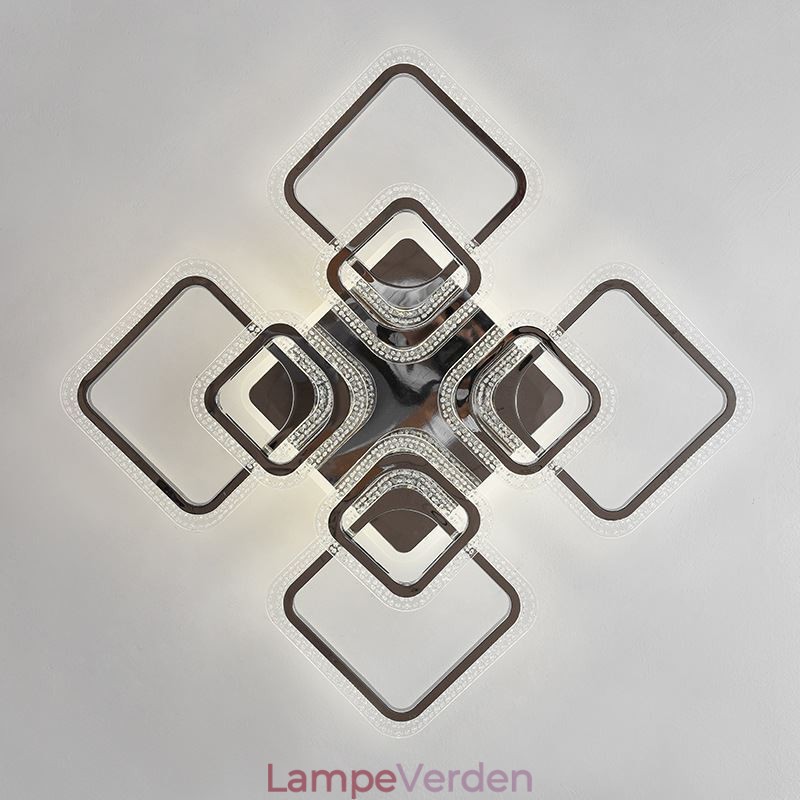 Flush Mount akryl firkantet loftslampe krom 8 lys