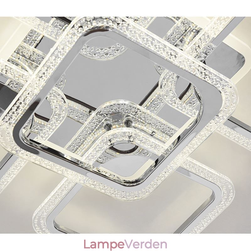 Flush Mount akryl firkantet loftslampe krom 8 lys