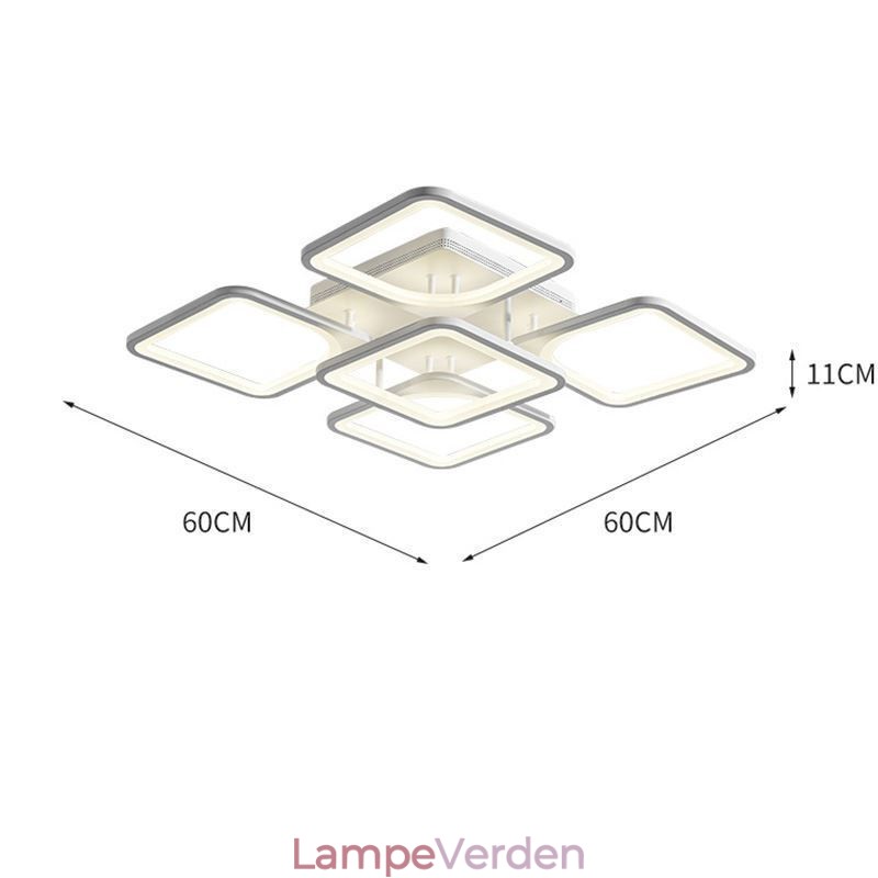 Flush Mount hvid akryl firkantet loftslampe 5 lys 8 lys