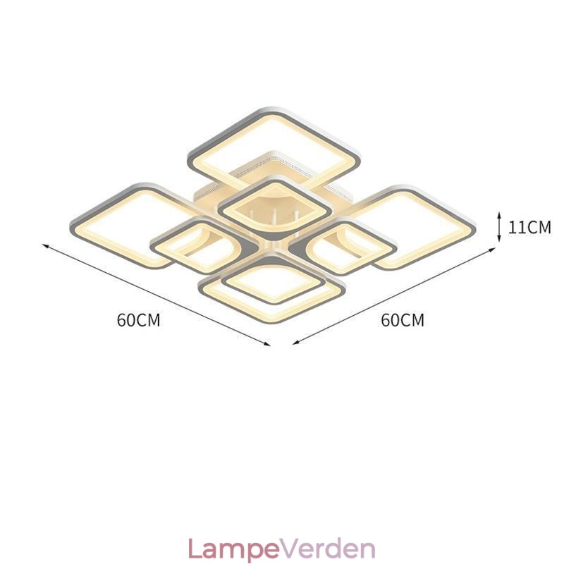 Flush Mount hvid akryl firkantet loftslampe 5 lys 8 lys