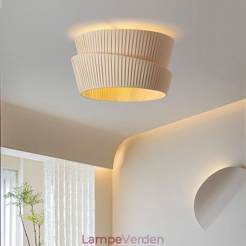 Wabi Sabi Flush Mount French Creme Style dobbeltlags stof lampeskærm Loftslampe