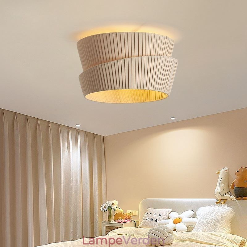 Wabi Sabi Flush Mount French Creme Style dobbeltlags stof lampeskærm Loftslampe
