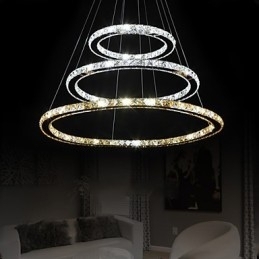 Pendellamper Amber og Clear K9 Crystal Chandelier Lights Belysning med 3 ring