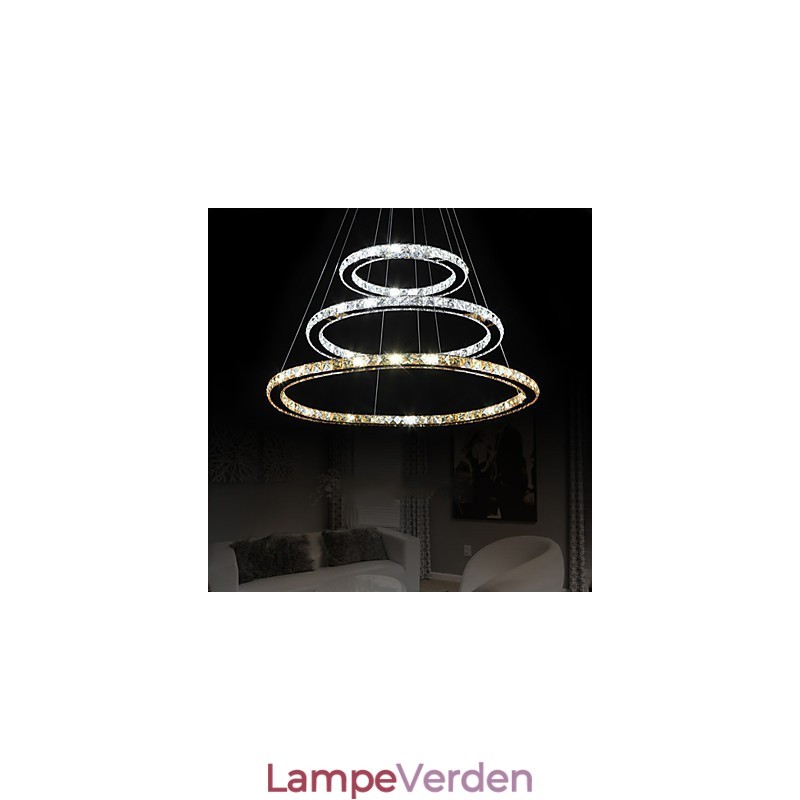 Pendellamper Amber og Clear K9 Crystal Chandelier Lights Belysning med 3 ring