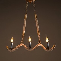 Stearinlys Hamp Lysekrone Vintage Pendant Smedejern Wave Hamp Rope Lysekrone
