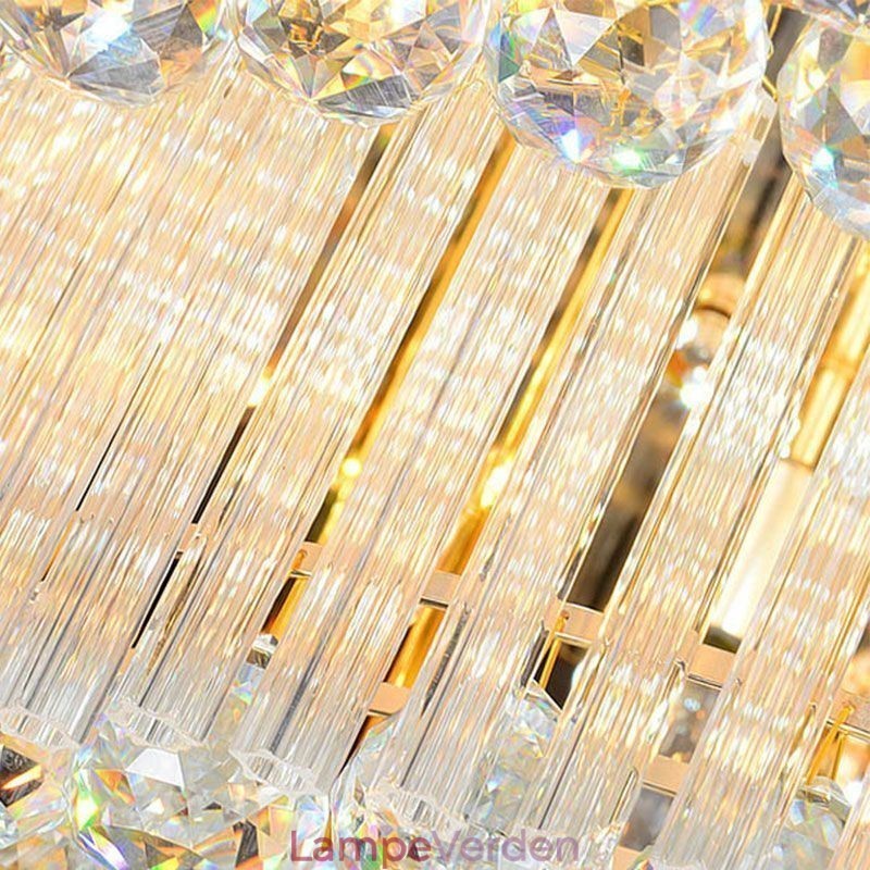 Krystal Flush Mount Rund Crystal Loftslampe med fjernbetjening 80CM