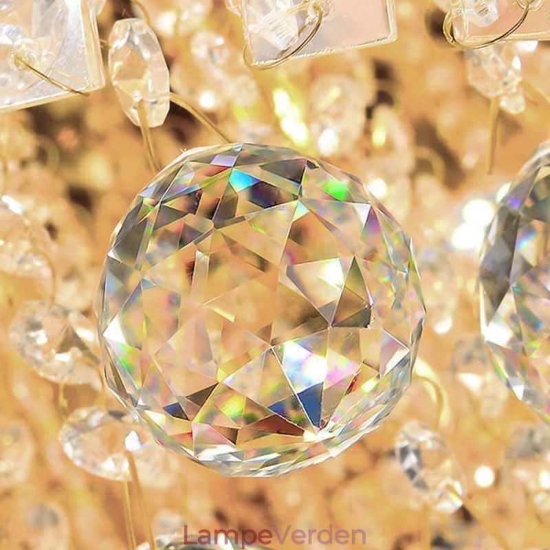 Krystal Flush Mount Rund Crystal Loftslampe med fjernbetjening 80CM