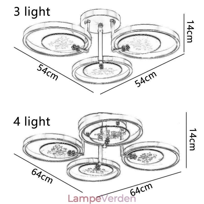 Flush Mount akryl kobber kunst tryk loftslampe