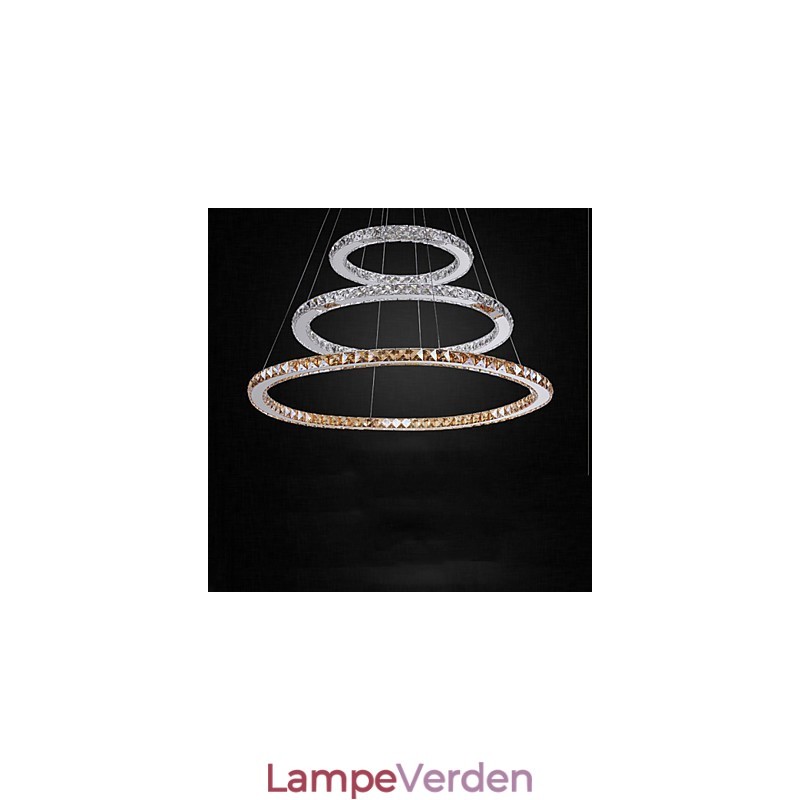 Pendellamper Amber og Clear K9 Crystal Chandelier Lights Belysning med 3 ring