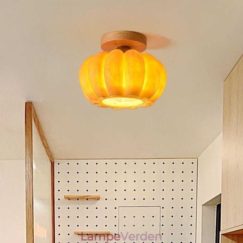 Enkelt hoved græskar Flush Mount japansk retro loftslampe
