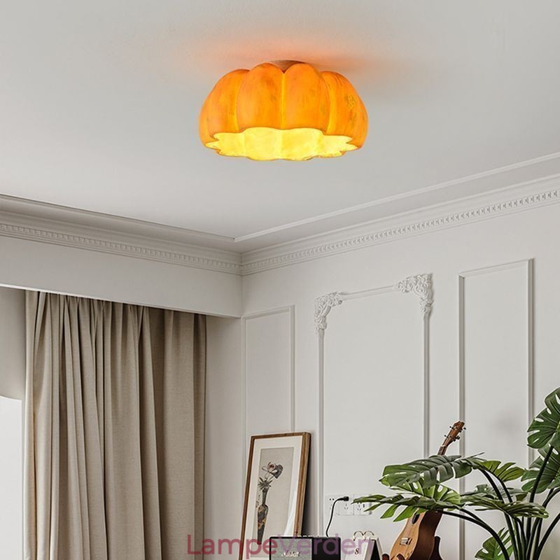Enkelt hoved græskar Flush Mount japansk retro loftslampe