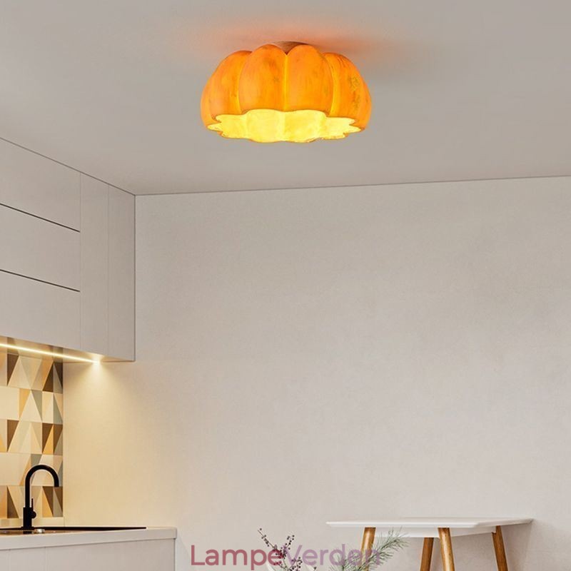 Enkelt hoved græskar Flush Mount japansk retro loftslampe