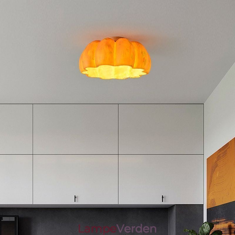 Enkelt hoved græskar Flush Mount japansk retro loftslampe