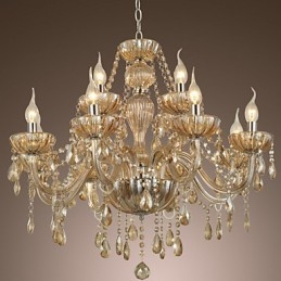 Lysekrone Krystal Luksus Moderne 2 Etager Living 12 Lights
