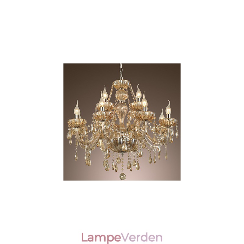 Lysekrone Krystal Luksus Moderne 2 Etager Living 12 Lights