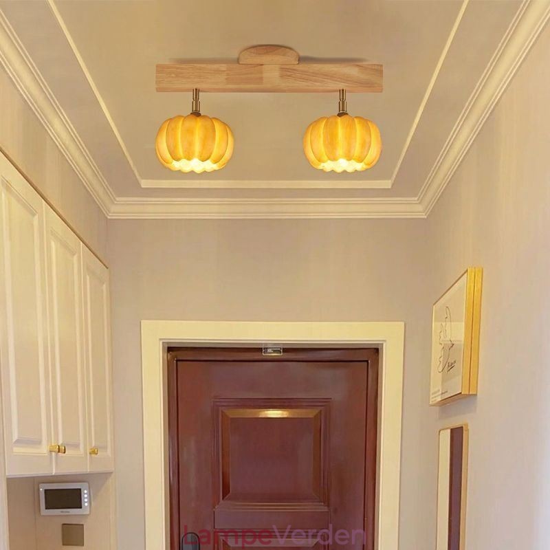Dobbelt lille græskar flush Mount japansk retro loftslampe