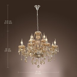 Lysekrone Krystal Luksus Moderne 2 Etager Living 12 Lights