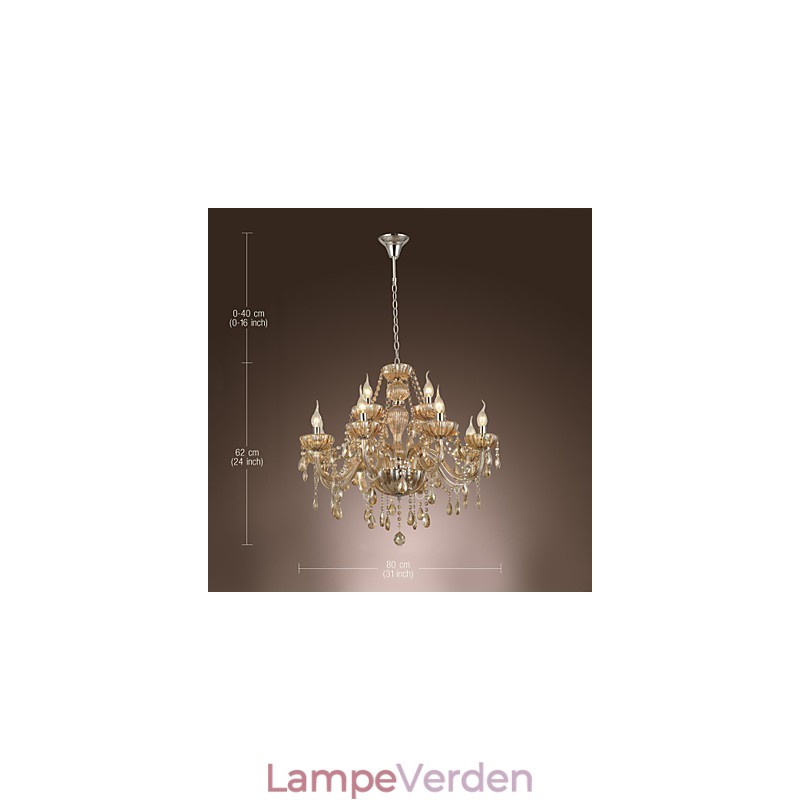 Lysekrone Krystal Luksus Moderne 2 Etager Living 12 Lights