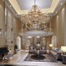 Lysekrone Krystal Luksus Moderne 2 Etager Living 12 Lights