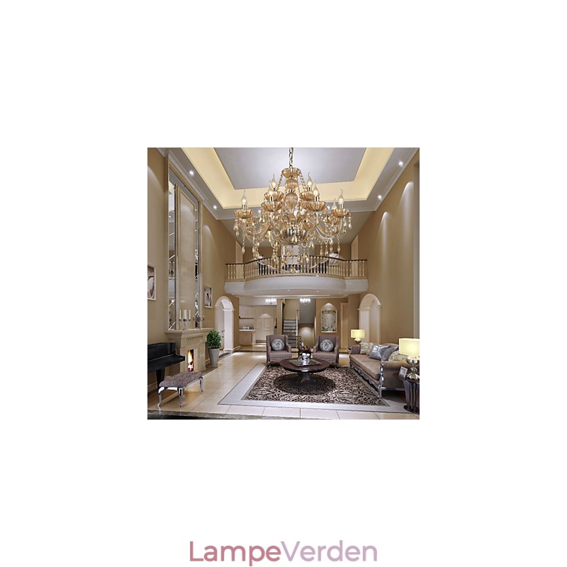 Lysekrone Krystal Luksus Moderne 2 Etager Living 12 Lights