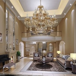 Lysekrone Krystal Luksus Moderne 2 Etager Living 12 Lights