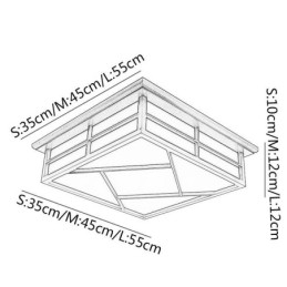 Loftslampe i retrostil Firkantet indbygningsmontering