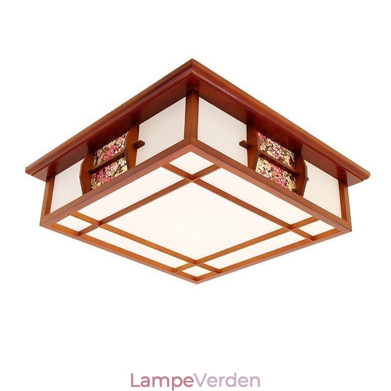 Retro træ forsænket firkantet loftslampe