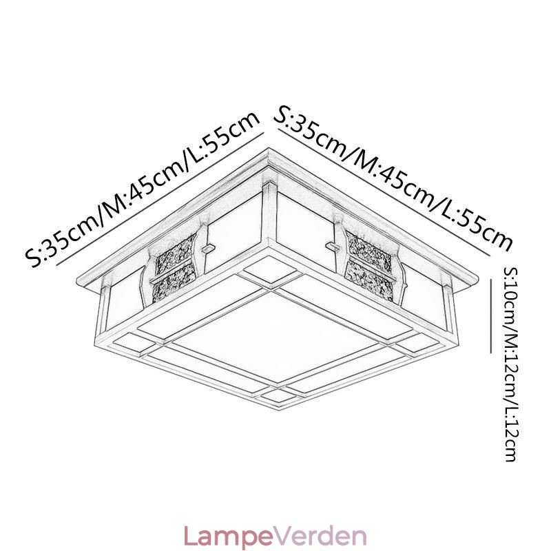Retro træ forsænket firkantet loftslampe