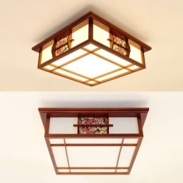 Retro træ forsænket firkantet loftslampe