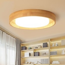 Moderne Loftslampe Træ Akryl Rund Loftslampe