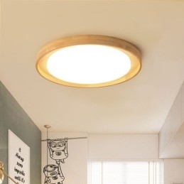 Moderne Loftslampe Træ Akryl Rund Loftslampe