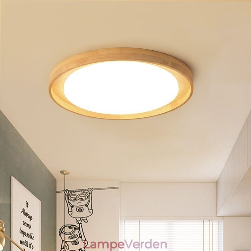 Moderne Loftslampe Træ Akryl Rund Loftslampe