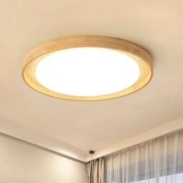 Moderne Loftslampe Træ Akryl Rund Loftslampe
