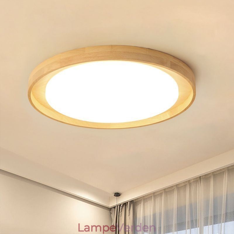 Moderne Loftslampe Træ Akryl Rund Loftslampe