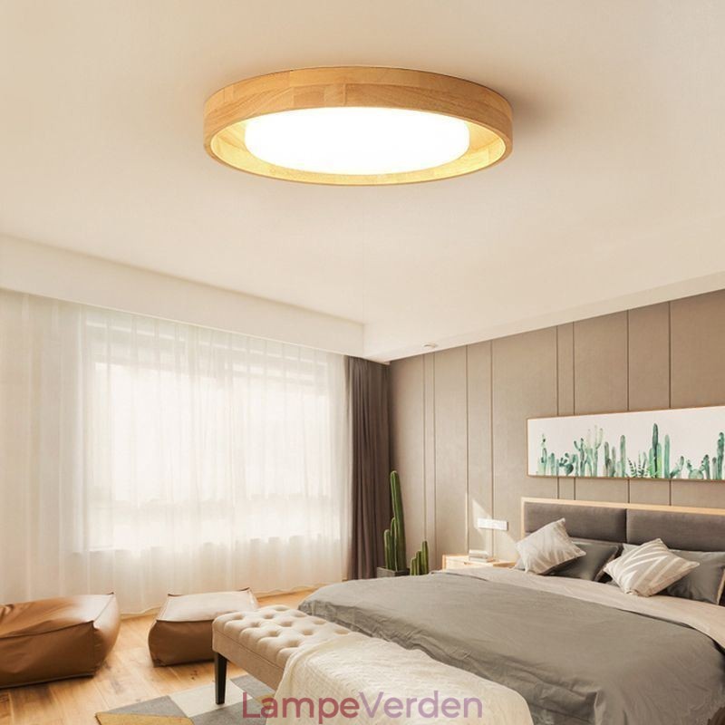 Moderne Loftslampe Træ Akryl Rund Loftslampe